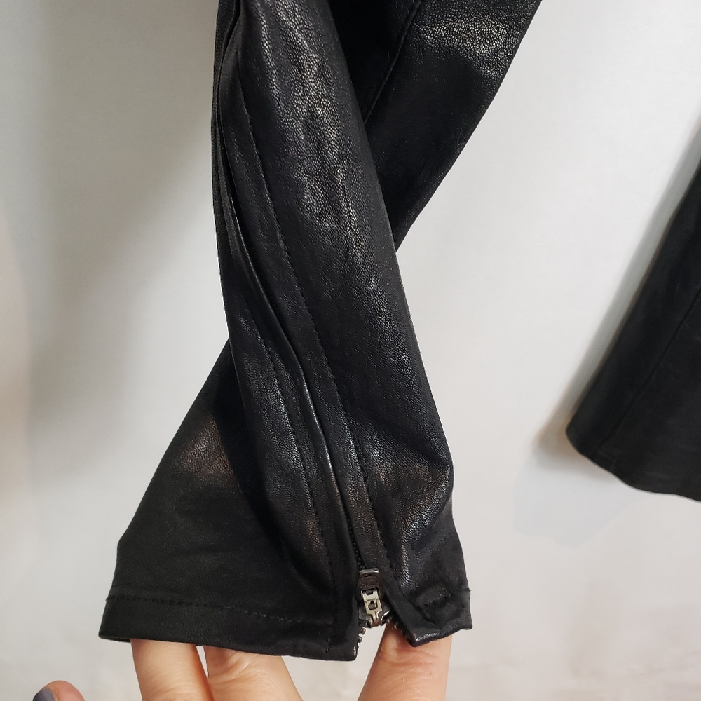 J Brand lambskin skinny pants with ankle zip - Picture 9 of 11